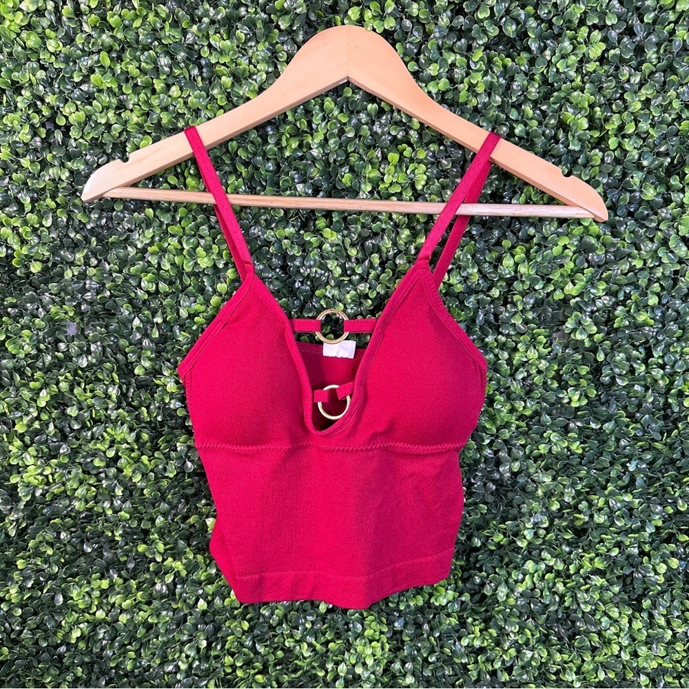 Nwt cherry red Adjustable straps gold tone hardwareโ bralette crop top nwt